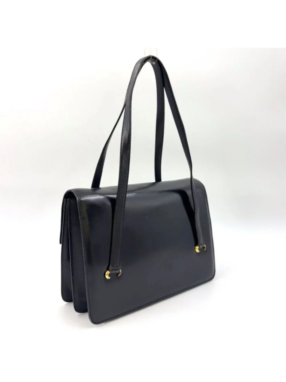 ★SOLD★ Celine Triomphe Leather Black Handbag Gold - Picture 2 of 15